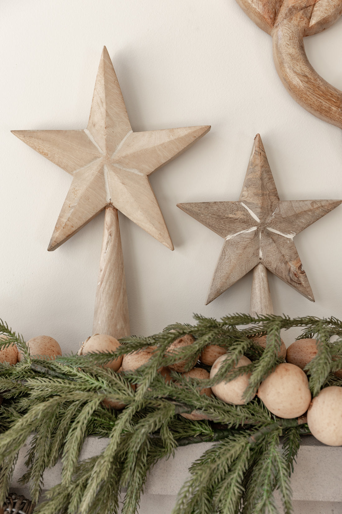 White-Washed Wooden Tabletop Stars (Set of 2)