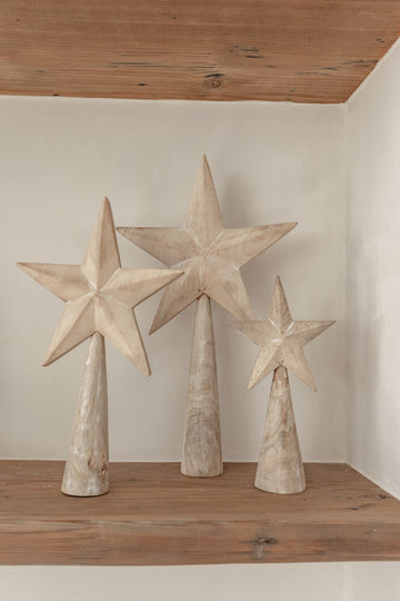 White-Washed Wooden Tabletop Stars (Set of 2)